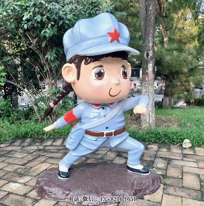玻璃鋼卡通八路軍小品人物雕塑 玻璃鋼卡通八路軍小品人物雕塑