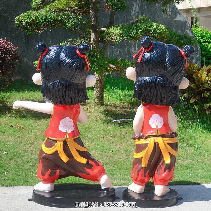 玻璃鋼卡通哪吒雕塑背視圖 玻璃鋼卡通哪吒雕塑背視圖