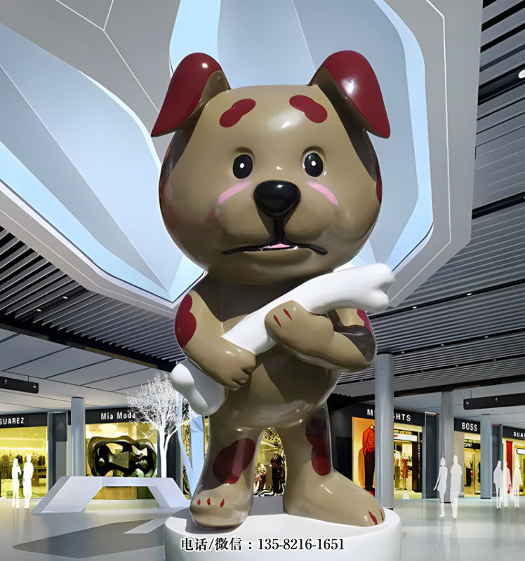 抱著骨頭的大型卡通狗雕塑 抱著骨頭的大型卡通狗雕塑