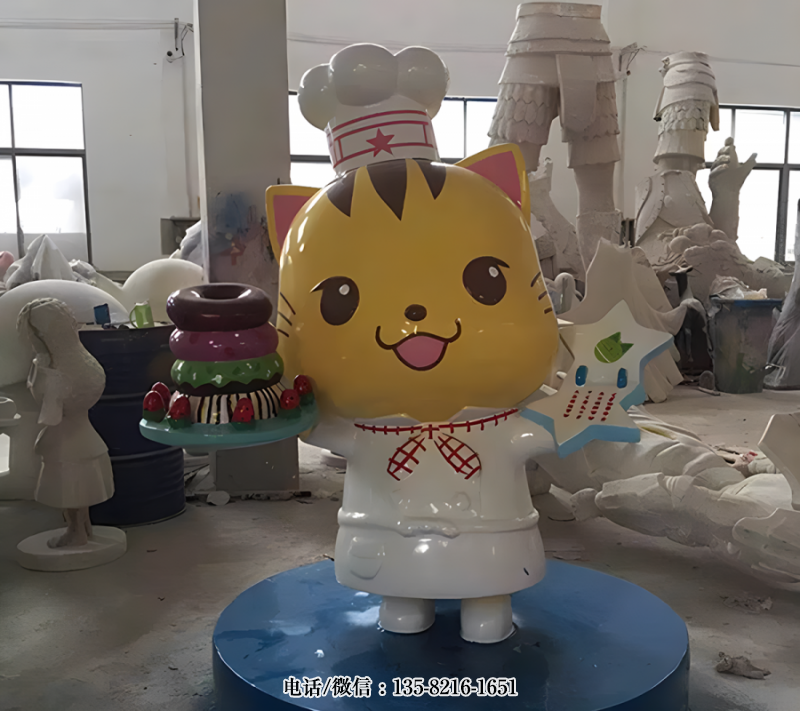 小貓廚師卡通西點廚子雕塑 小貓廚師卡通西點廚子雕塑