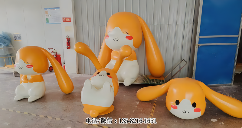 玻璃鋼卡通兔子美陳裝飾雕塑 玻璃鋼卡通兔子美陳裝飾雕塑