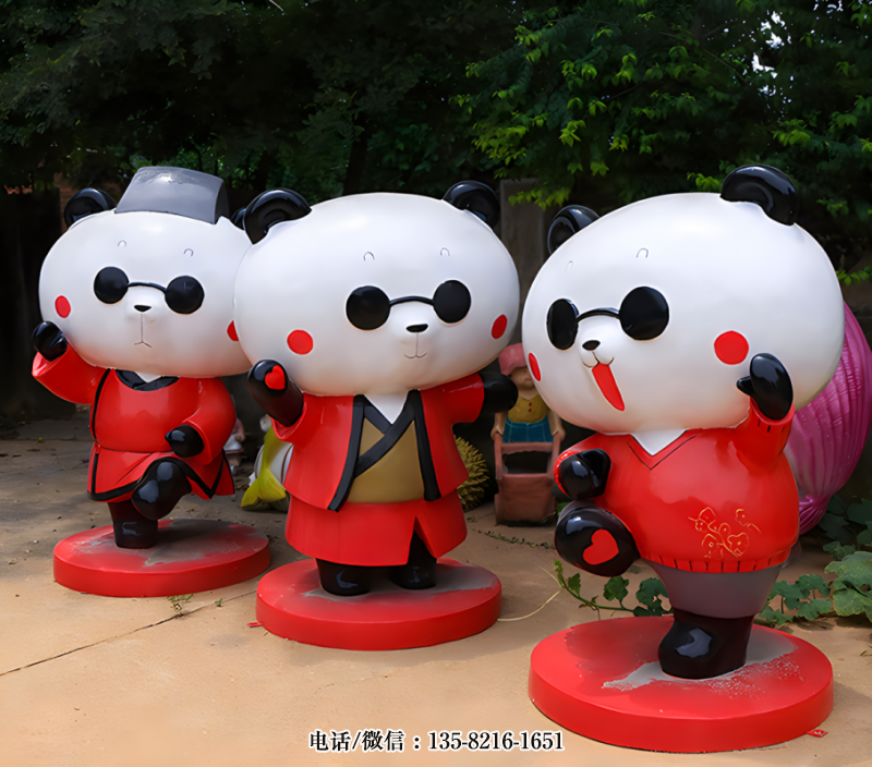 中國風(fēng)卡通熊貓雕塑公仔 中國風(fēng)卡通熊貓雕塑公仔