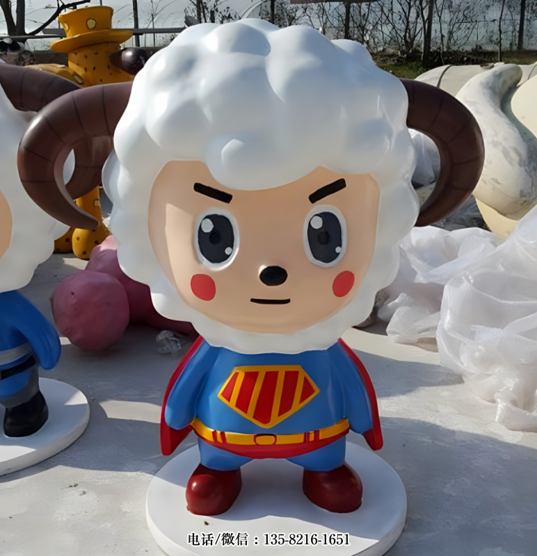 超人造型卡通小羊雕塑 超人造型卡通小羊雕塑