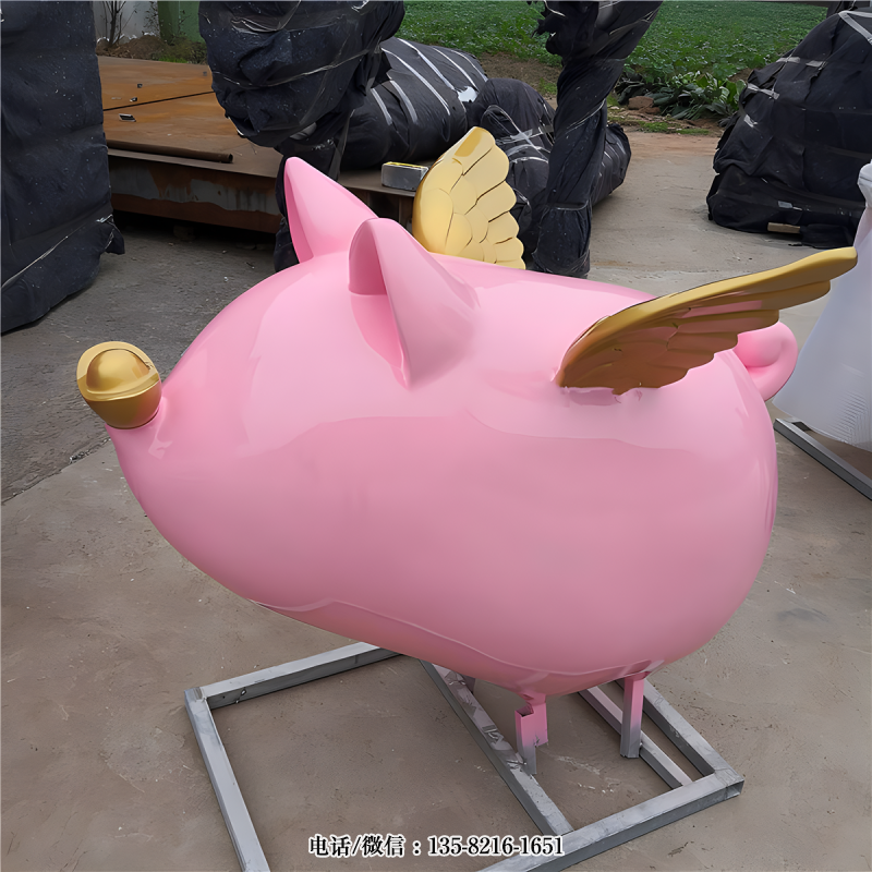 玻璃鋼抽象卡通飛豬雕塑 玻璃鋼抽象卡通飛豬雕塑