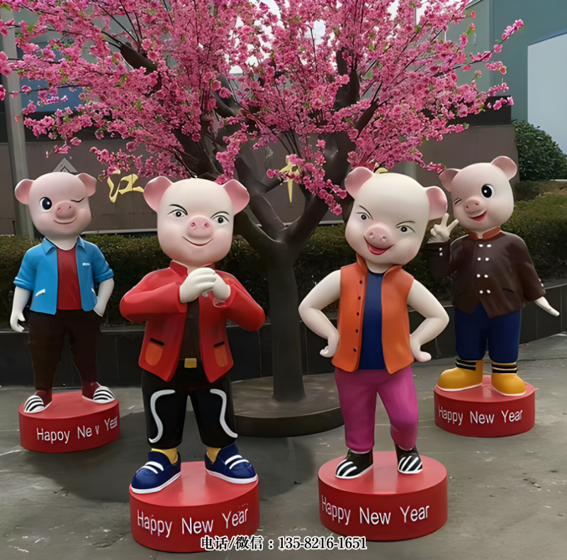 玻璃鋼卡通豬雕塑公仔 玻璃鋼卡通豬雕塑公仔