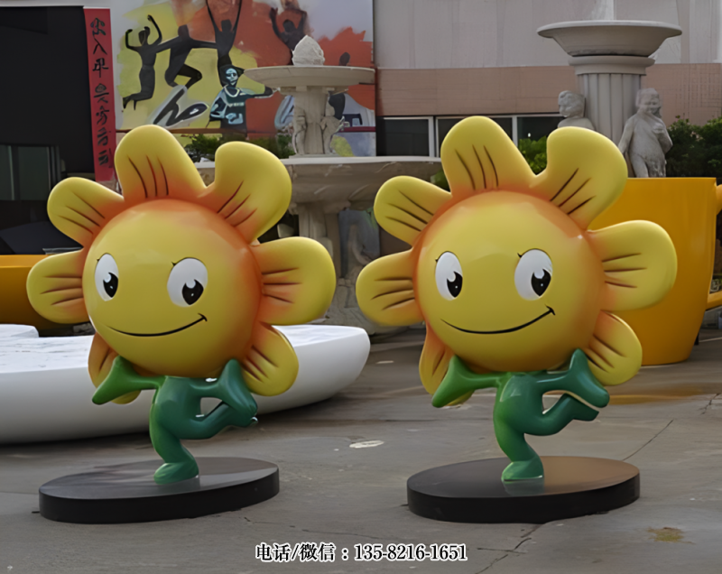 玻璃鋼公仔向日葵雕塑擺件 玻璃鋼公仔向日葵雕塑擺件